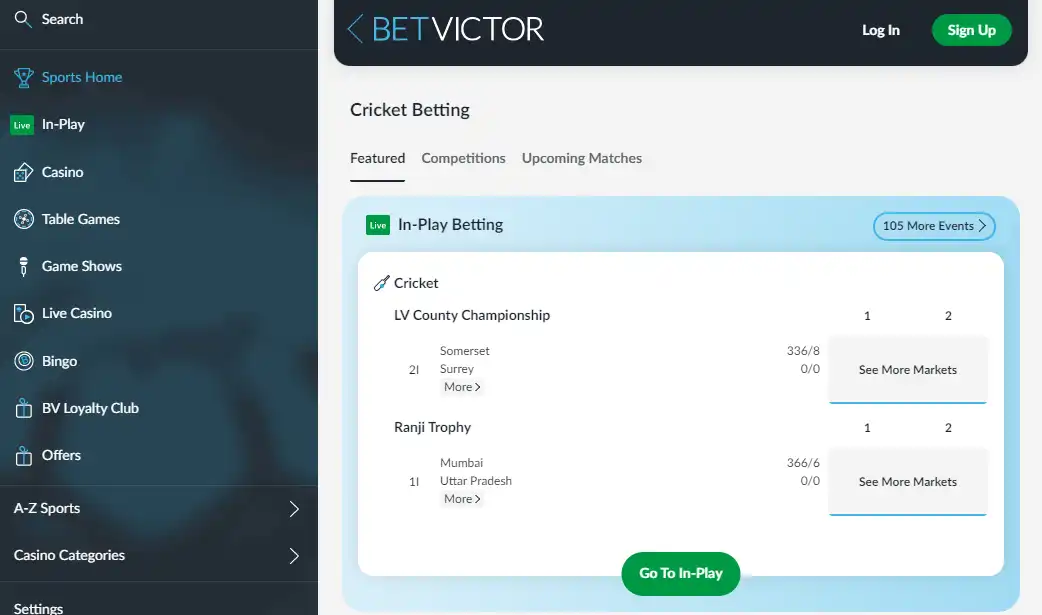 Betvictor Cricket Odds