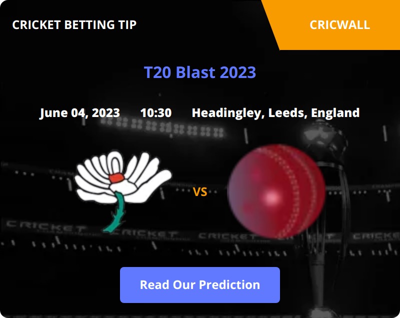 Yorkshire VS Derbyshire Match Prediction 04 June 2023